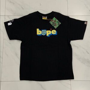 BAPE B@PE Multi-Color Logo Black T-Shirt Men’s Size Medium